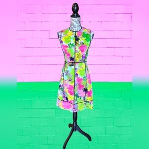 Calvin Klein Neon Floral Tailored Sheath Dress Size 2 Multicolor